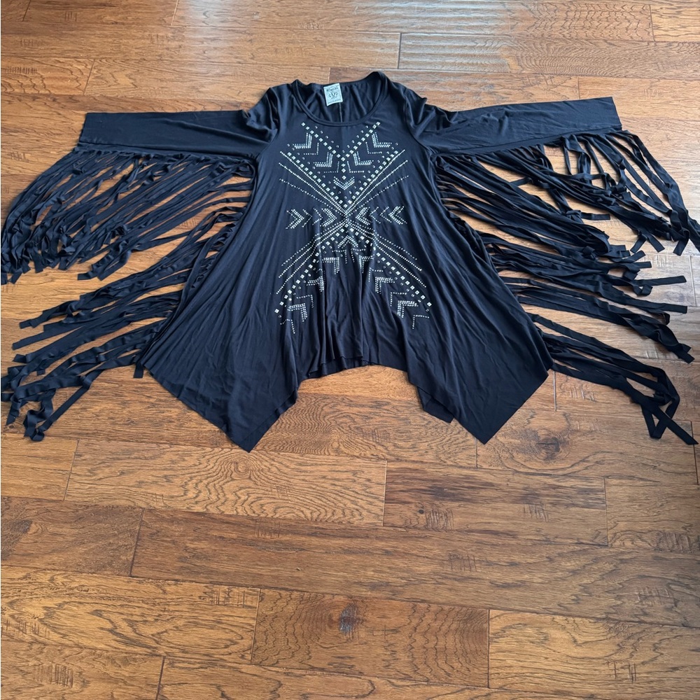 Vocal‎ Black Studded Fringe Tunic Dress - Picture 2 of 10